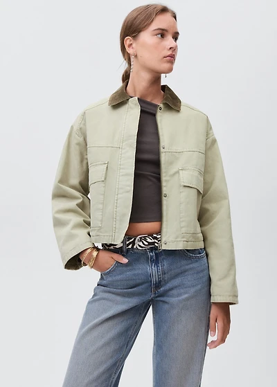 Denim jacket with contrast collar