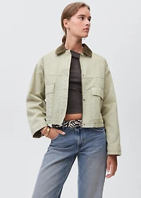 Denim jacket with contrast collar