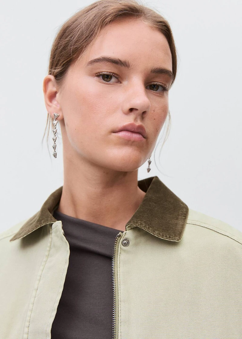 Denim jacket with contrast collar