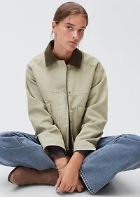 Denim jacket with contrast collar