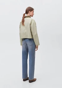 Denim jacket with contrast collar