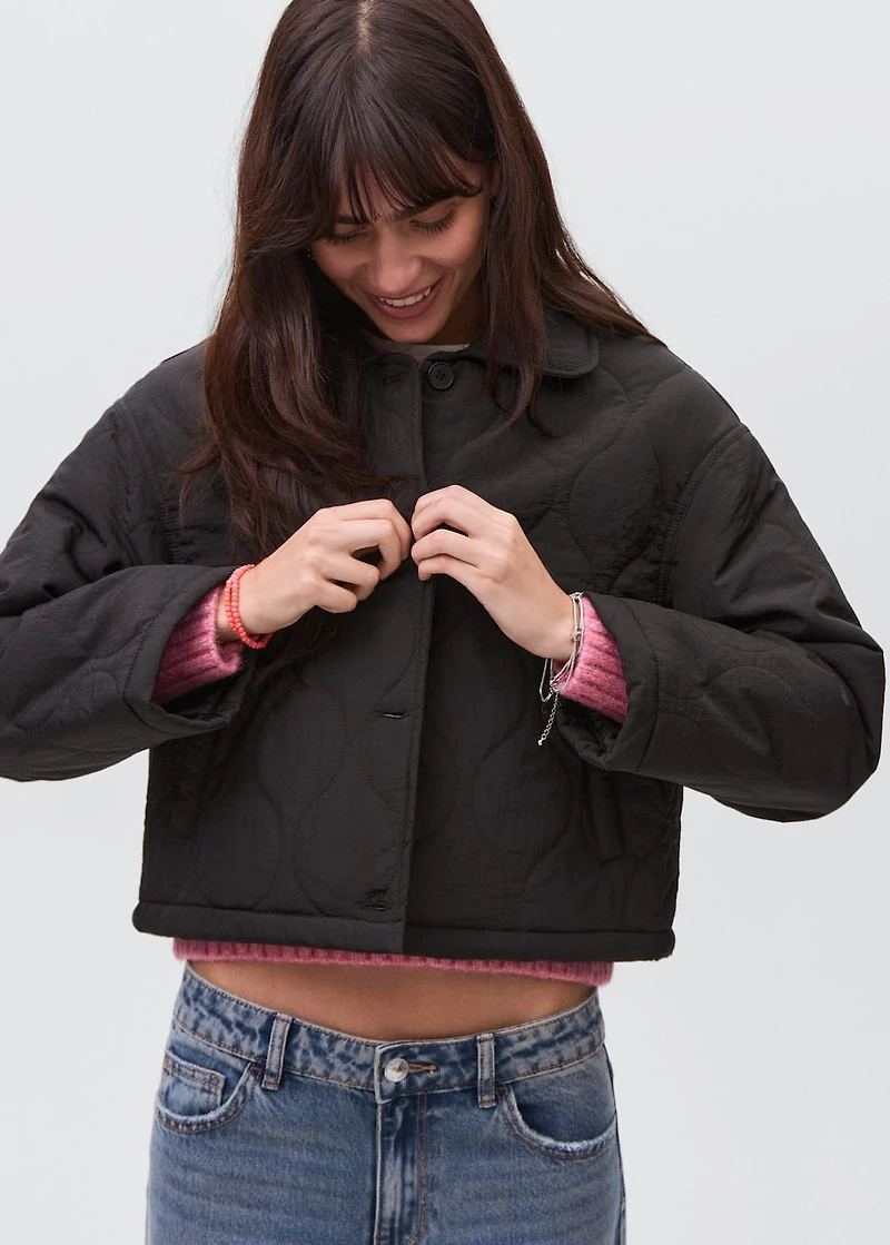 Quilted parka with buttons