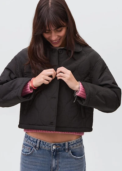 Quilted parka with buttons