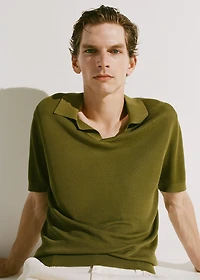 Cotton polo shirt with microstructure