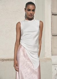 Wrinkled-effect satin skirt
