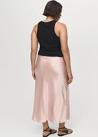 Wrinkled-effect satin skirt