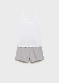 Two-piece striped seersucker pajama shorts