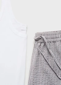 Two-piece striped seersucker pajama shorts
