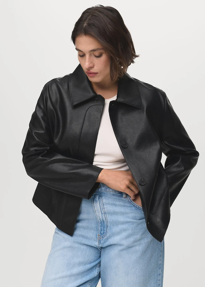 Leather-effect jacket with pockets