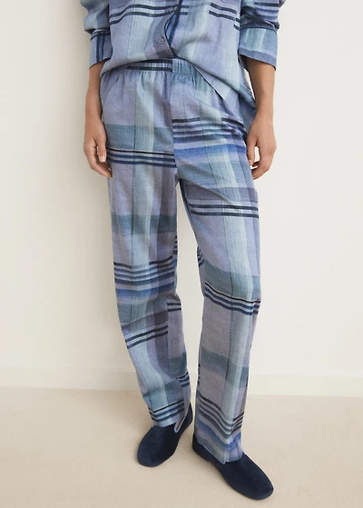 Printed pajama pants with piping