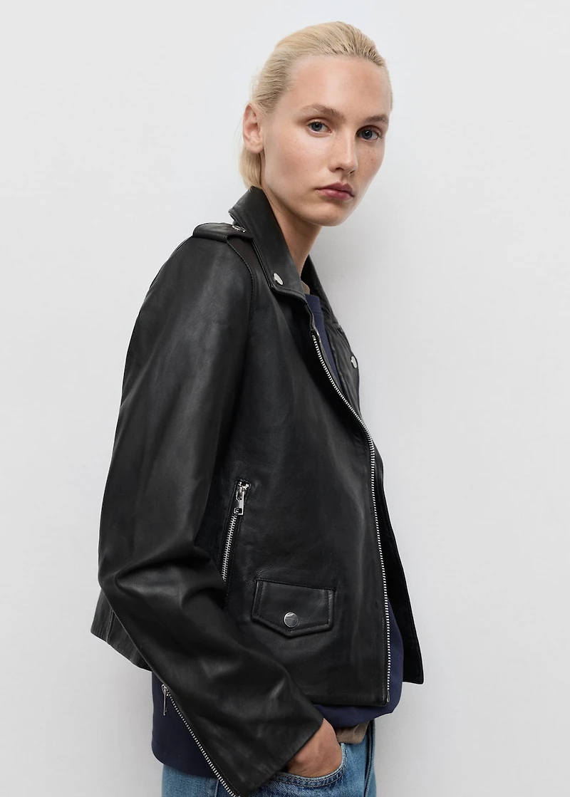 Leather biker jacket