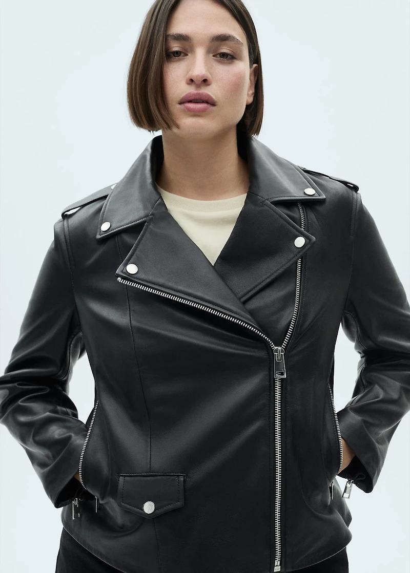 Leather biker jacket