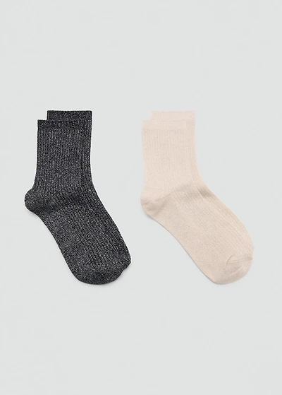 Pack of 2 ribbed lurex socks