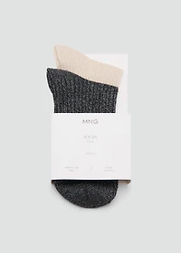 Pack of 2 ribbed lurex socks