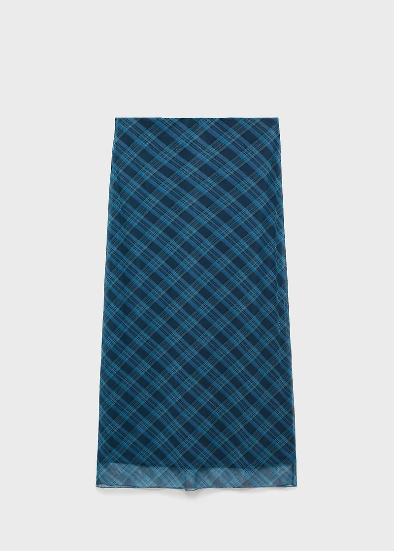 Checked long skirt