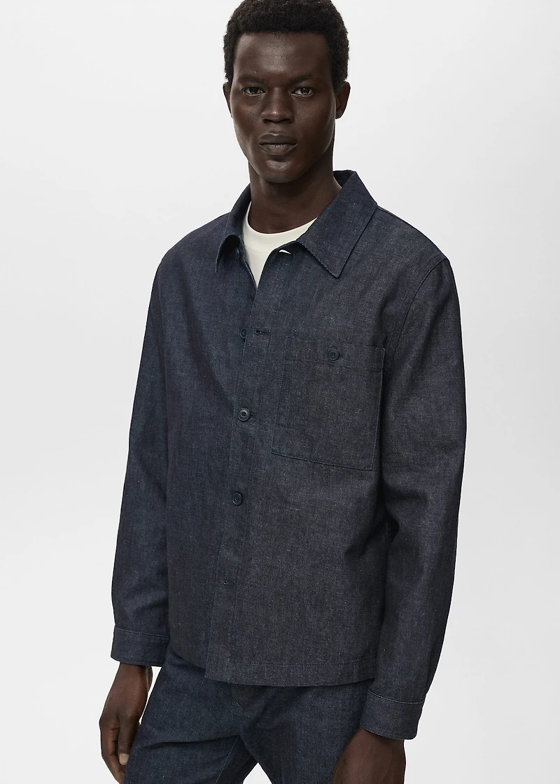 Denim overshirt with pocket