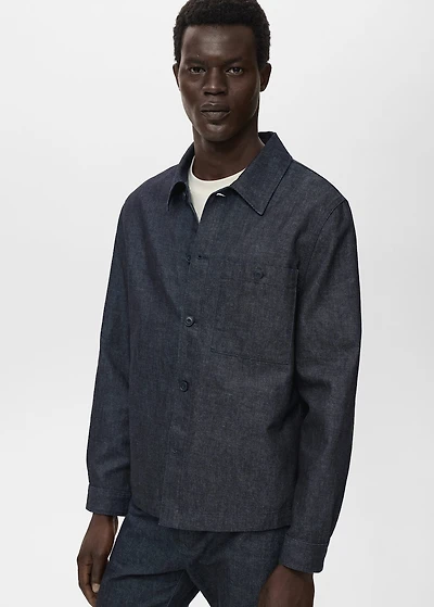Denim overshirt with pocket