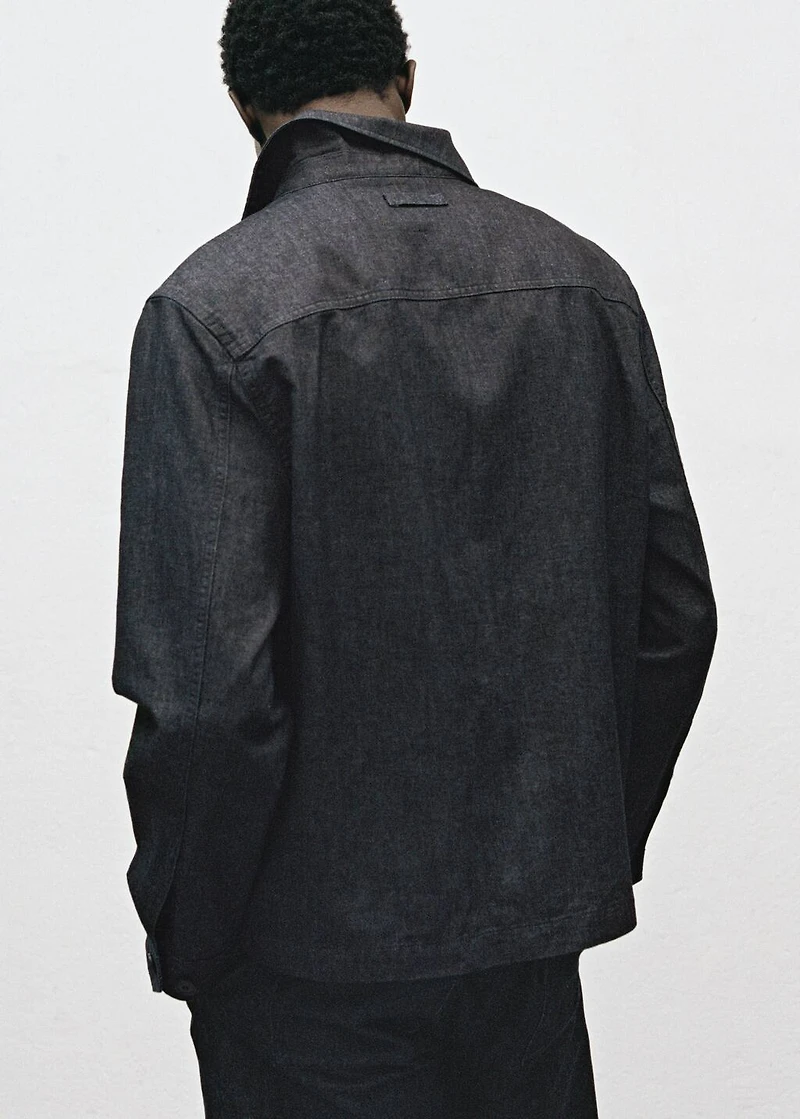 Denim overshirt with pocket