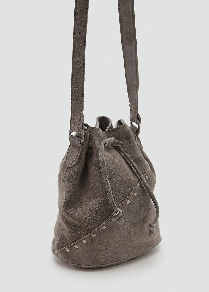 Bucket bag leather with studs