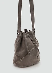 Bucket bag leather with studs