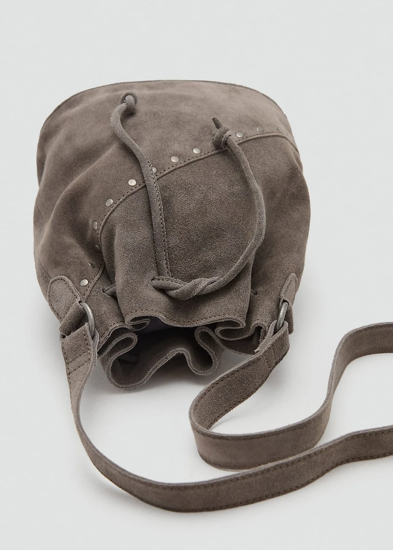 Bucket bag leather with studs