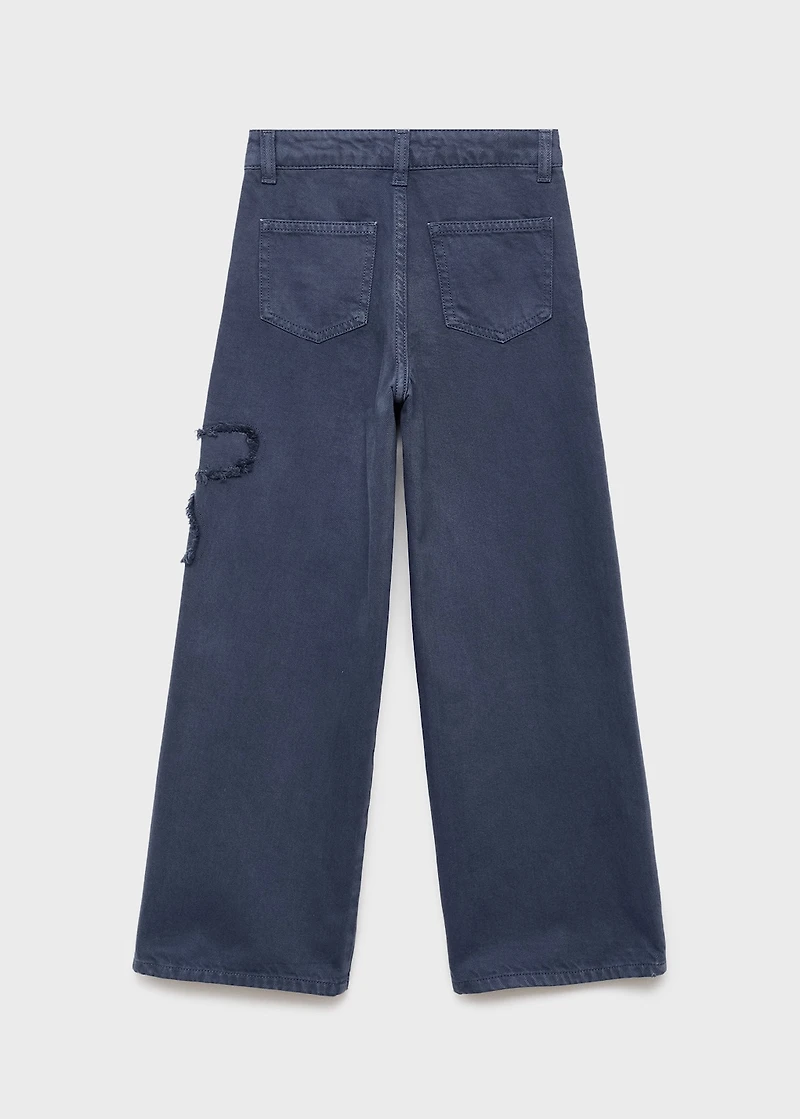 Wide-leg jeans with flower detail