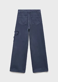 Wide-leg jeans with flower detail