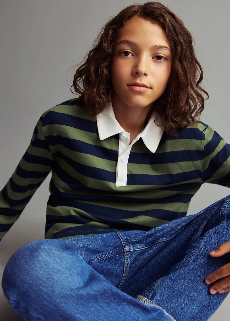 Striped cotton polo shirt