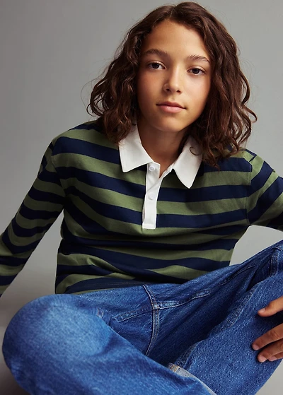 Striped cotton polo shirt