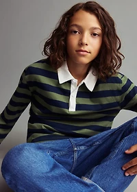 Striped cotton polo shirt