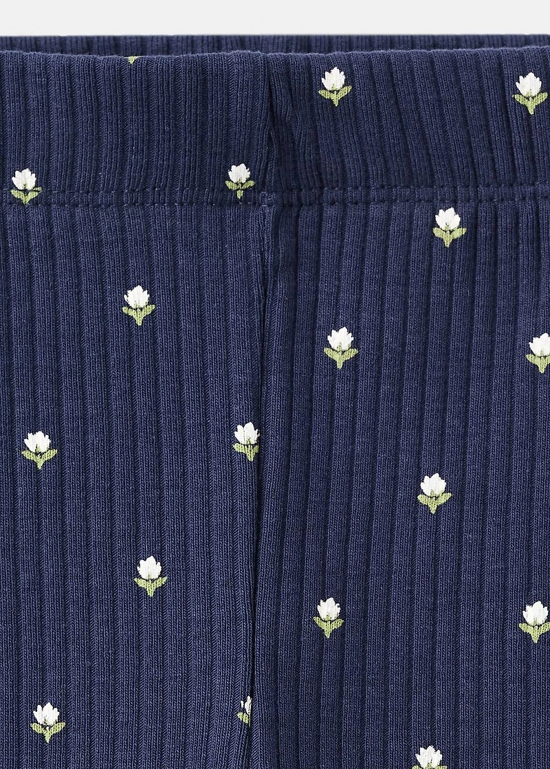 Ribbed floral leggings