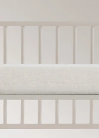 Washed linen fitted sheet with hemstitch for cot