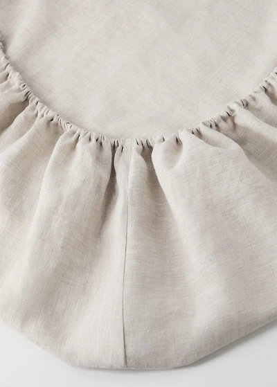 Washed linen fitted sheet with hemstitch for cot