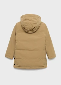 Hooded anorak with buttons