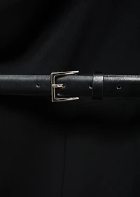 Long jumpsuit with draped neck and belt