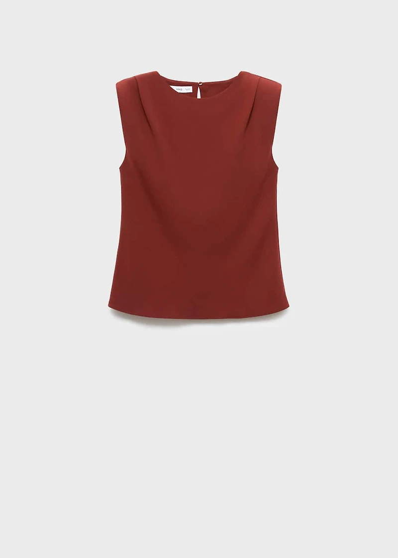 Ruched blouse with shoulder pads