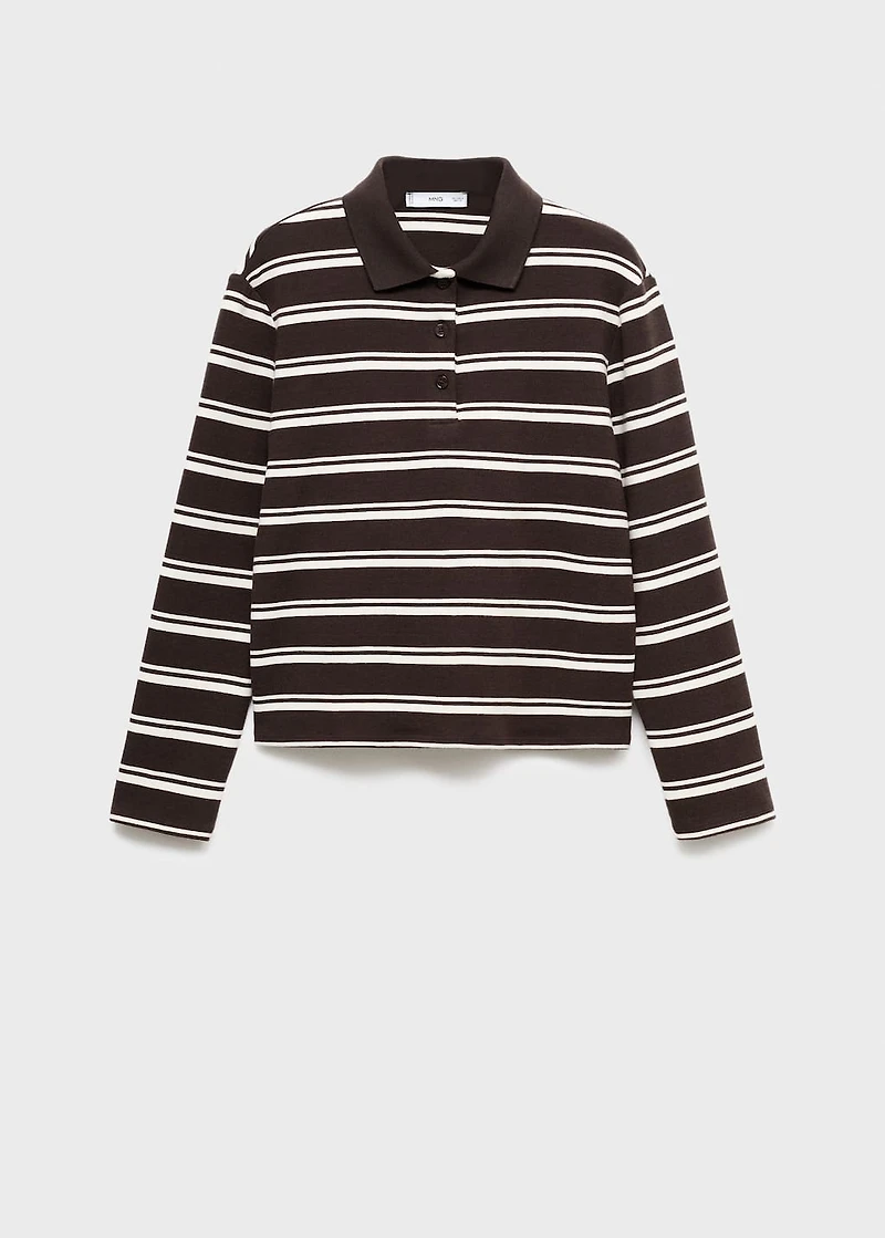 Striped polo-neck t-shirt