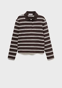 Striped polo-neck t-shirt
