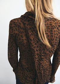 Leopard-print blouse with scarf