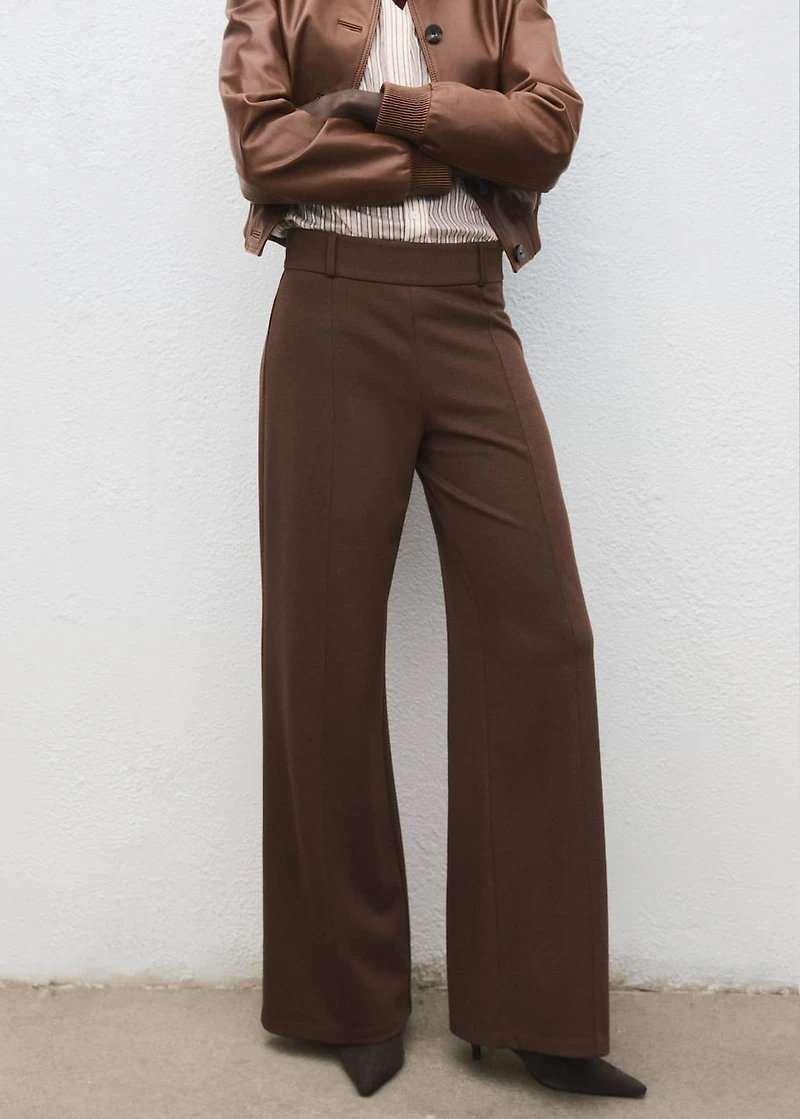 High-waisted wide-leg pants with belt loops