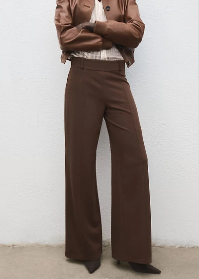 High-waisted wide-leg pants with belt loops