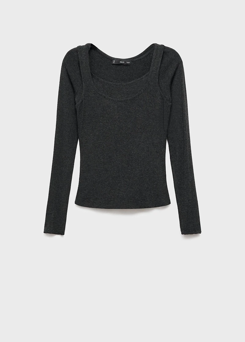 Combined crew neck sweater