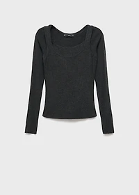 Combined crew neck sweater