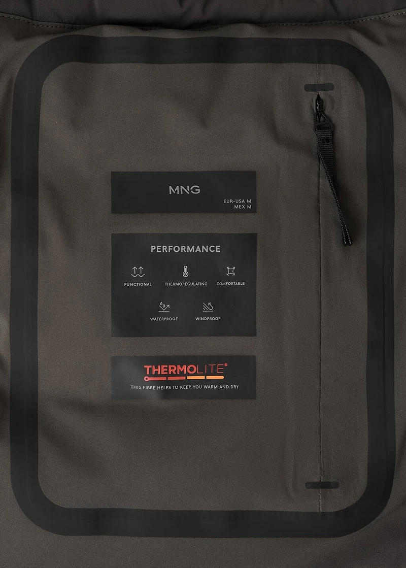 Packable water-repellent padded Thermolite® jacket