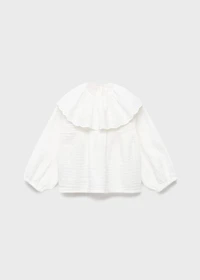 Embroidered babydoll-collar blouse