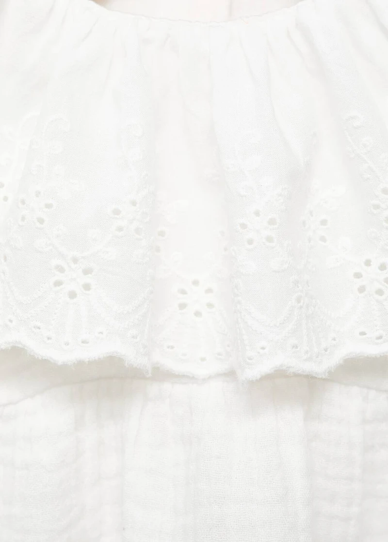Embroidered babydoll-collar blouse
