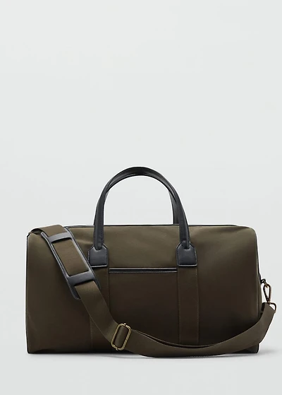 Combined leather and cotton bowling handbag