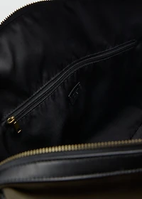 Combined leather and cotton bowling handbag