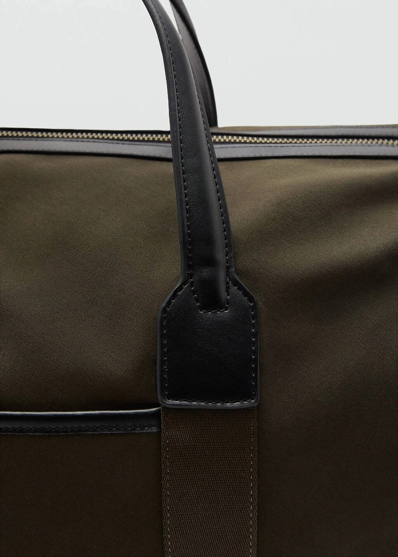Combined leather and cotton bowling handbag