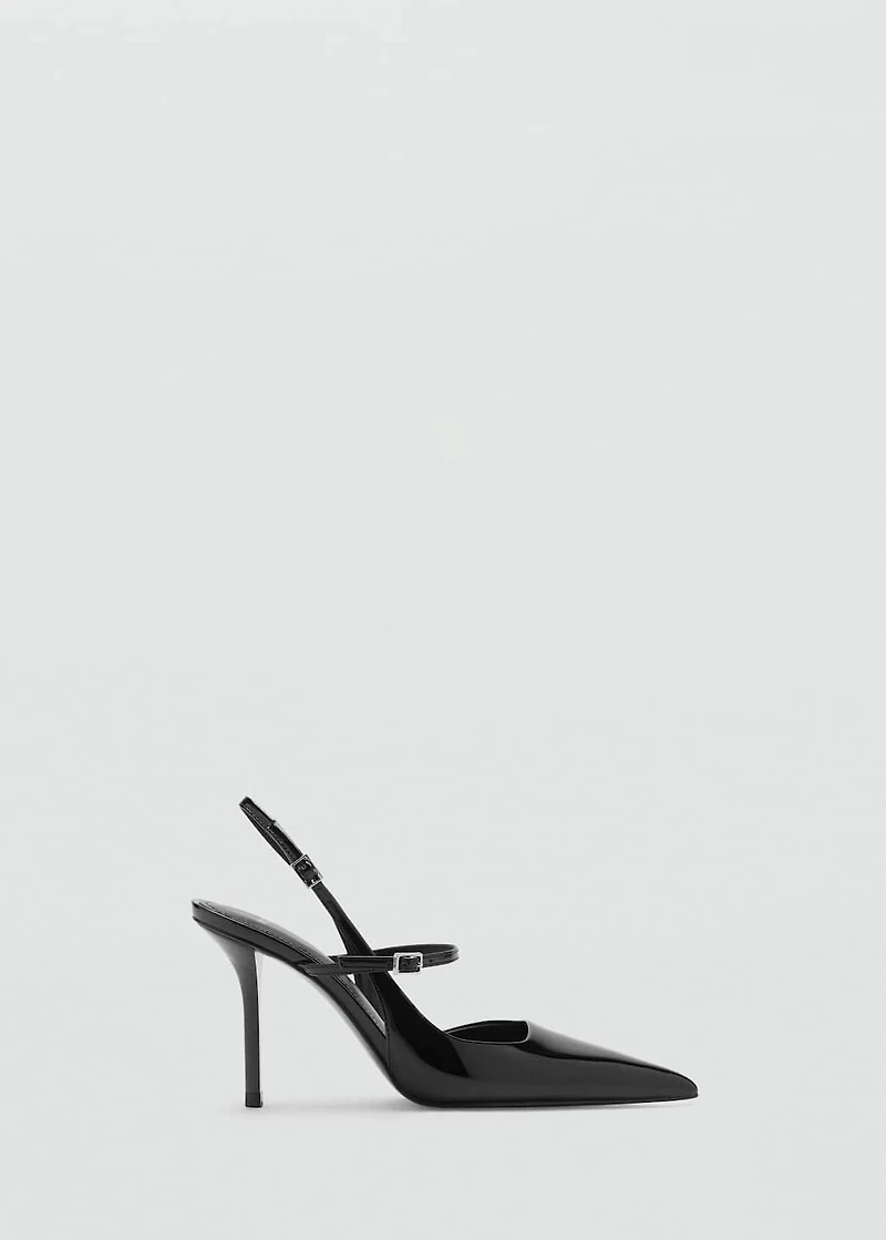 Patent leather shoes with straps and buckle
